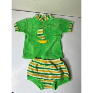 Vintage Babygro Terry Cloth 2-Piece Outfit Sailboat Appliqué Size XL 23-30lbs